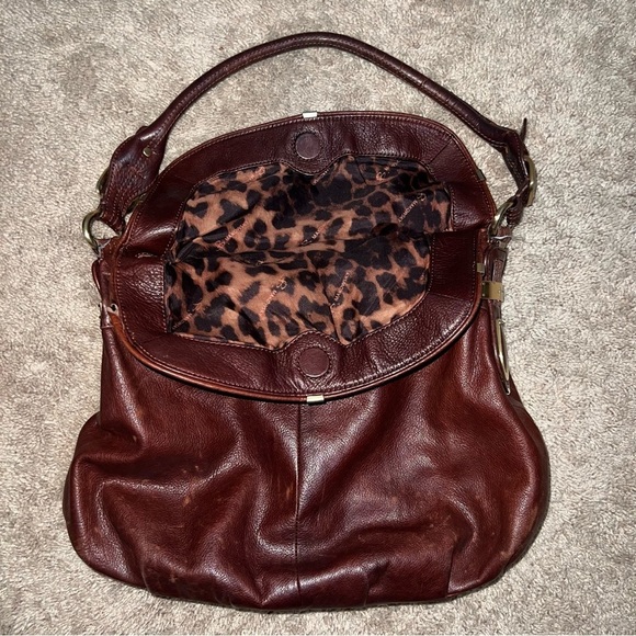 B. Makowsky Brown Leather Shoulder Bag Tote Purse - Picture 2 of 15